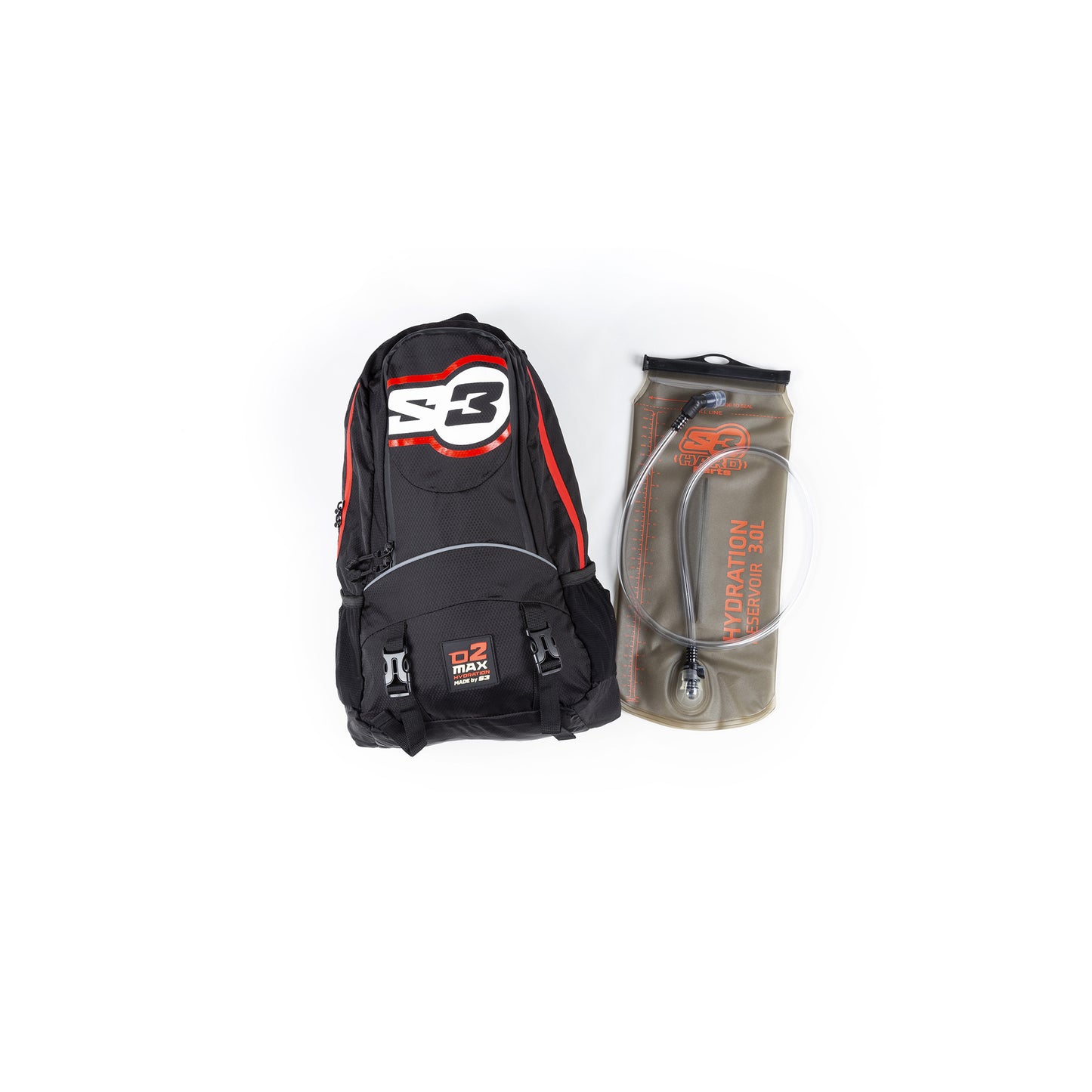 S3 - O2 Max Hydration Bag 15L, 3L Capacity Red & Blue